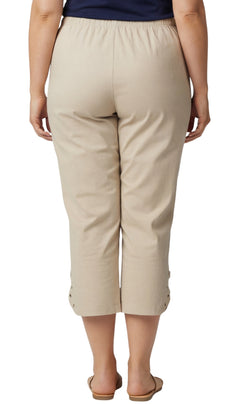 Women's Lightweight Capri Pants with Studded Hem Detail-Brandy Journey
