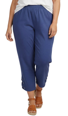Women's Lightweight Capri Pants with Studded Hem Detail-Brandy Journey