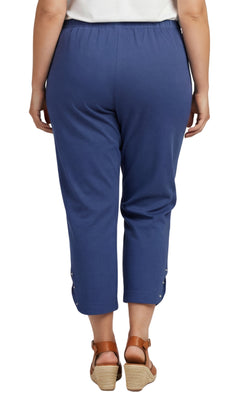 Women's Lightweight Capri Pants with Studded Hem Detail-Brandy Journey