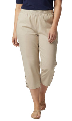 Women's Lightweight Capri Pants with Studded Hem Detail-Brandy Journey