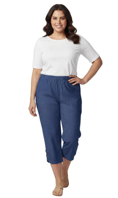 Women's Lightweight Capri Pants with Studded Hem Detail-Brandy Journey