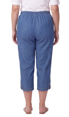 Women's Lightweight Capri Pants with Studded Hem Detail-Brandy Journey