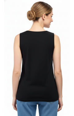 Women's Rhinestone Notch V-Neck Sleeveless Knit Tank Top