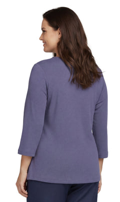 Women's 3/4 Sleeve Ribbed Crew Neck Cotton Top-Brandy Journey