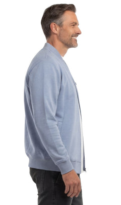 Men's Zip-Up Baseball Fleece Jacket — Lightweight Cotton Blend