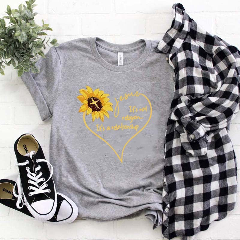 Summer Sunflower Print Casual T-Shirt for Women