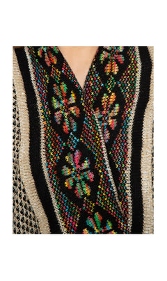 Women's Open Front Fringed Jacquard Weave Long Cardigan-Brandy Journey
