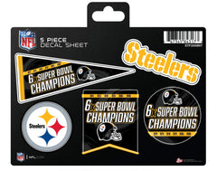 Rico Industries NFL Football Pittsburgh Steelers Champ 5 Pack Decal Sheet 6" x .25"