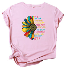 Wholesale Women's Sunflower Print Short Sleeve T-Shirt