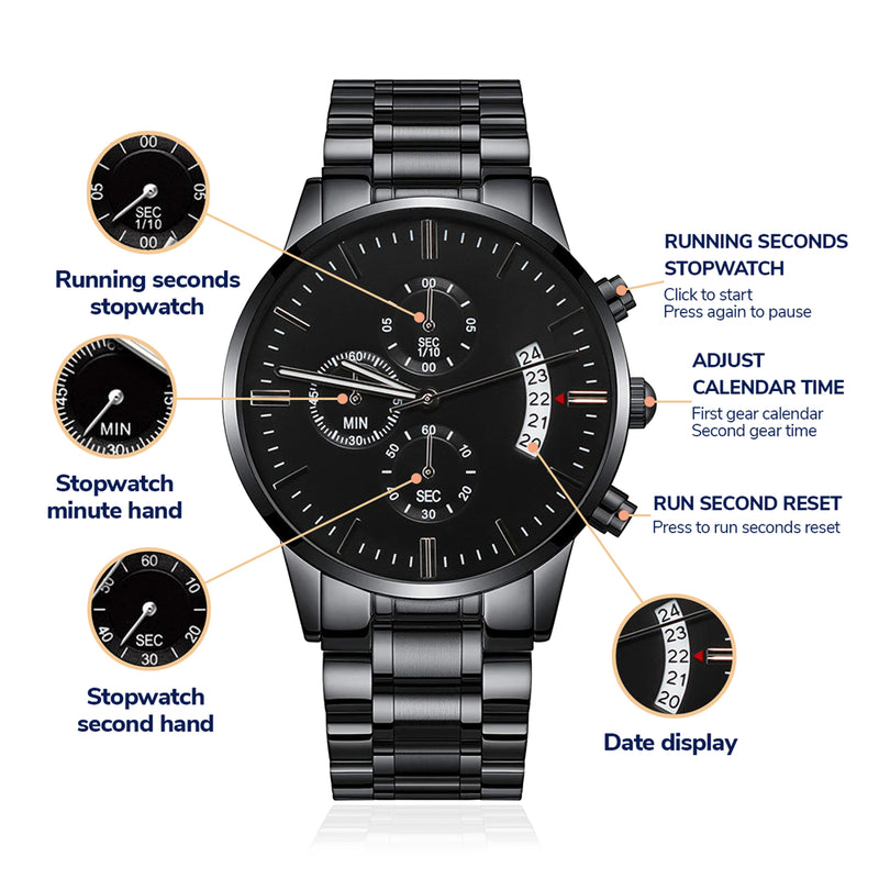 To My Firefighter Husband Need You Here With Us (Charcoal Black) – Men's Watch