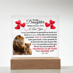 To My Daughter Old Lion – Square Acrylic LED Plaque