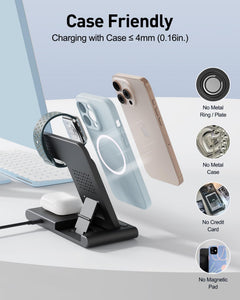 RYND 2026 Travel Portable Wireless Fast Charger for Apple & Android Charging Station,3 in 1 Charging for iPhone17 16 15 14 13 12,Apple Watch Series & Air pods 4 3 2 Pro,Samsung Galaxy