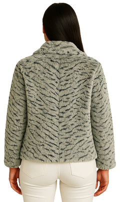Women's One Button Faux Fur Lined Swing Jacket-Brandy Journey