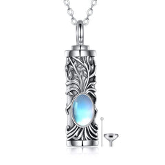 قلادات ONEFINITY Moonstone شجرة الحياة الجرة فضة إسترلينية شريط شجرة الحياة مجوهرات حرق الموت للرماد مجوهرات تذكارية للنساء والرجال