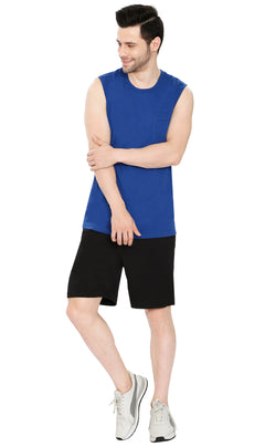 Men's 100% Cotton Knit Shorts — Elastic Waist with Inner Drawstring