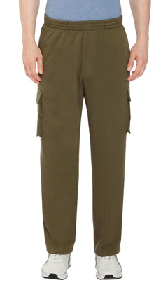 Men's Brushed Fleece Cargo Pants — Pull-On with Inner Drawstring