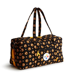 Vera Bradley Womens Cotton NFL Large Travel Duffel Bag (Multiple Teams Available) Pittsburghsteelersonblack/Yellowbandana One Size