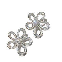 S925 Silver Diamond Sunflower High-End Stud Earrings