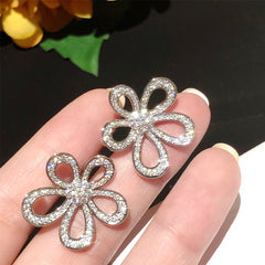 S925 Silver Diamond Sunflower High-End Stud Earrings