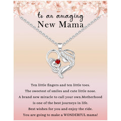 Sterling Silver First Mothers Day Gifts for New Mom Heart Necklace for Mom to be Gifts as Pregnancy First Time Mom Gifts for Expecting Mother or Gender Reveal Gifts